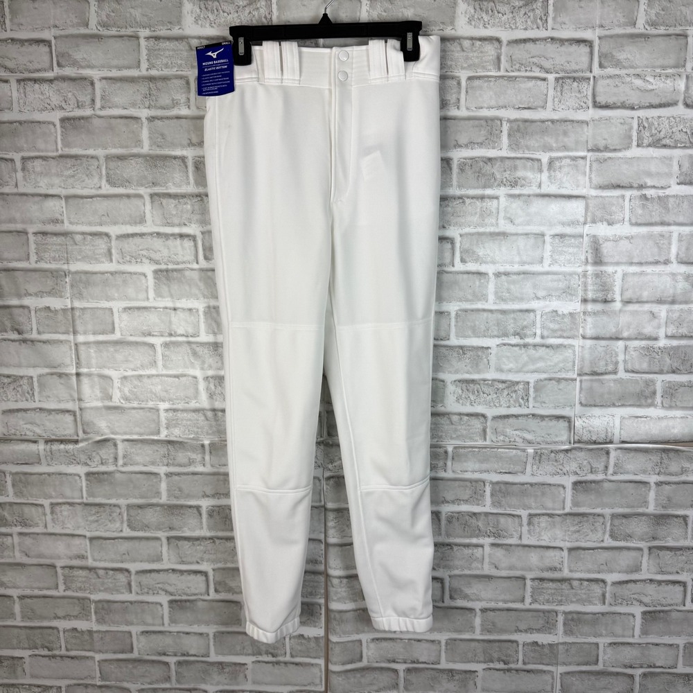 Mizuno Baseball Pants Mens Small White Elastic Bottom Double Knit New 350607
